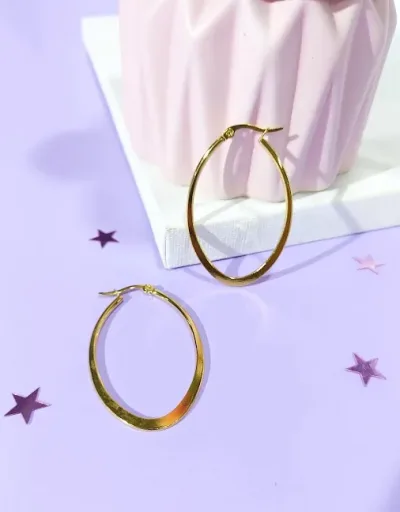 Par de aretes de acero inoxidable para dama de forma ovalada