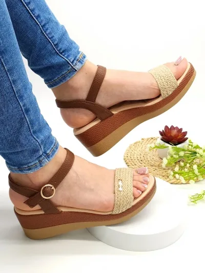 Sandalias Natural Vero Camel San Tex Pu para dama