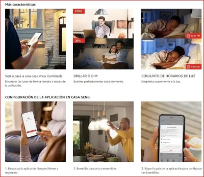 Bombillo Inteligente, LED 60W Luz Blanca, WIFI 4 Unidades