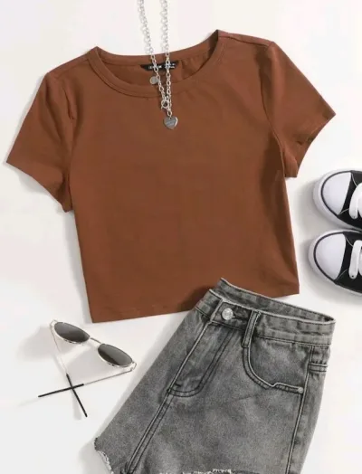 Crop top para dama color café