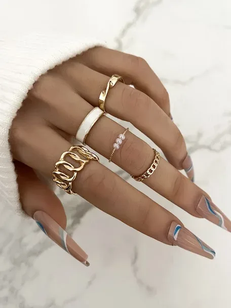 Set de anillos para dama color dorado