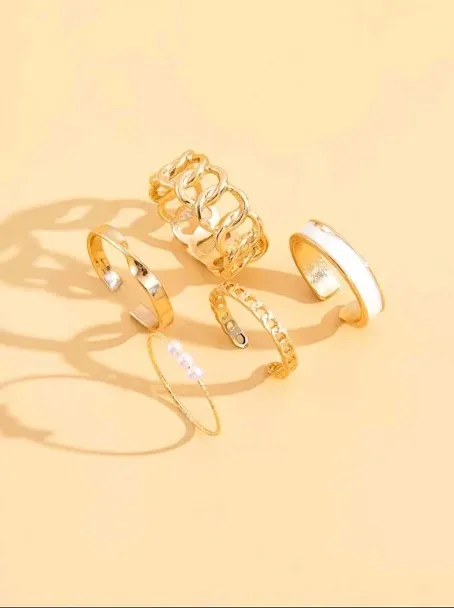 Set de anillos para dama color dorado
