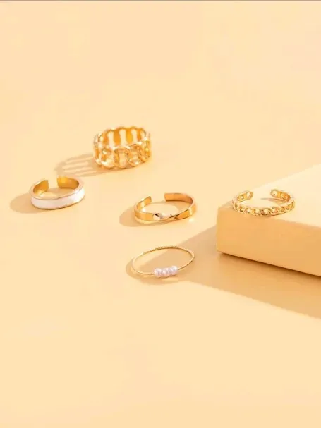 Set de anillos para dama color dorado