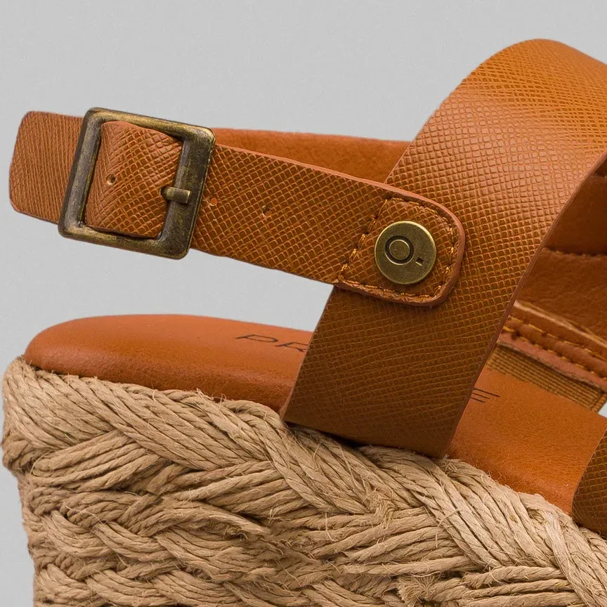Sandalias para dama Promise Cadiz Camel Pu