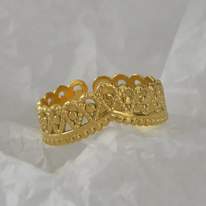 Anillo de acero inoxidable color dorado