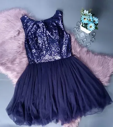 Vestido Red Clover para dama azul con lentejuelas