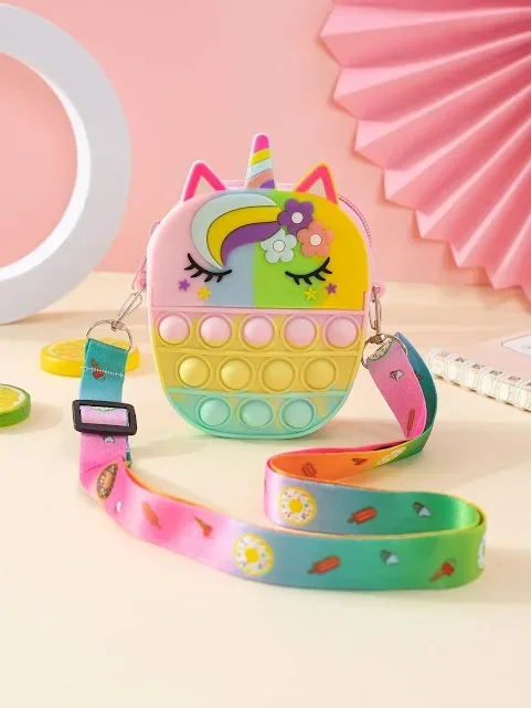 Bolso para niña con diseño de unicornio multicolor