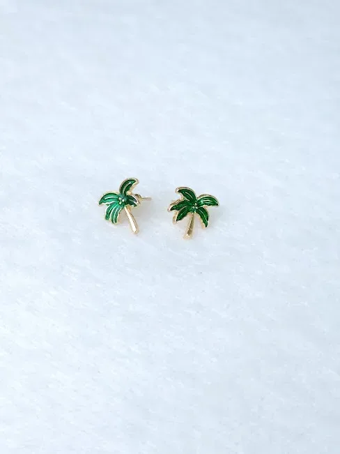 Par de aretes para dama diseño de palmera