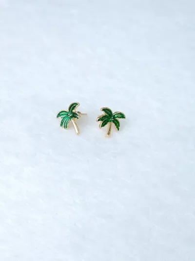 Par de aretes para dama diseño de palmera