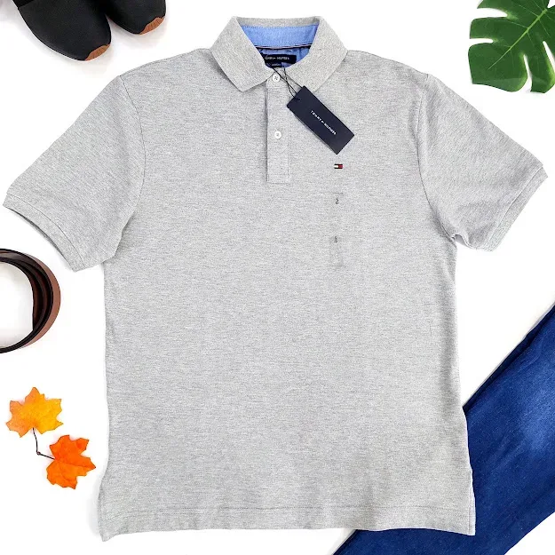 Camiseta Tommy Hilfiger Custom Fit para caballero color gris