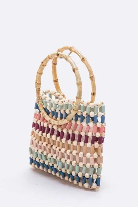 Bolso para dama color beige, celeste y rosa