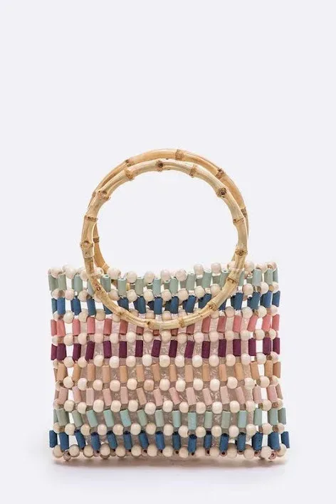 Bolso para dama color beige, celeste y rosa