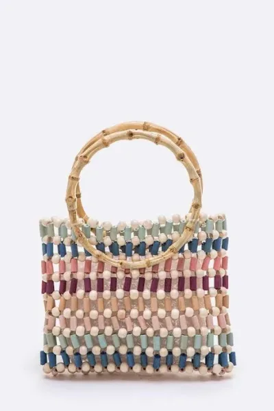Bolso para dama color beige, celeste y rosa