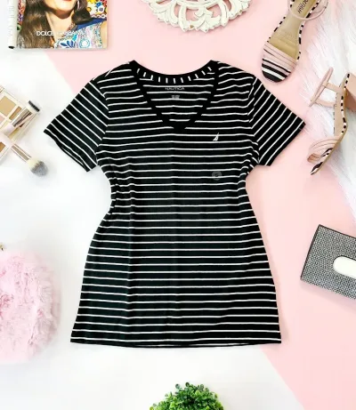 Camiseta Náutica para dama color negro