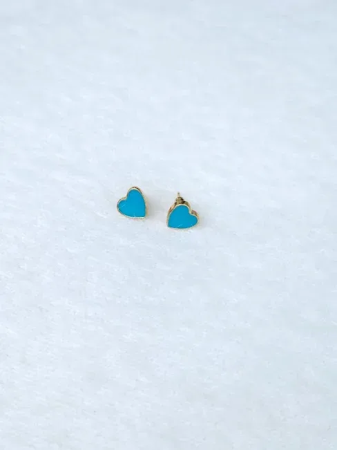 Par de aretes para dama diseño de corazón celeste