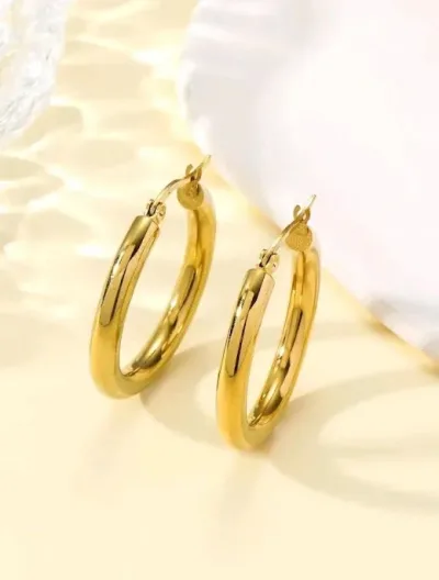 Argollas acero inoxidable para dama color dorado