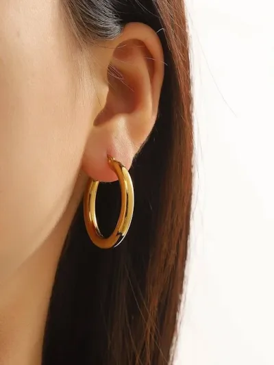 Argollas acero inoxidable para dama color dorado