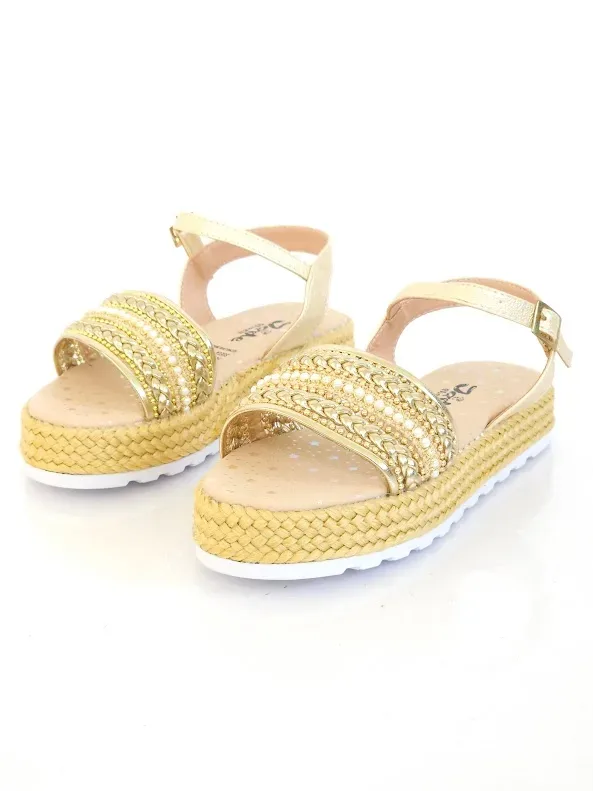 Sandalias Colombianas para niña color champagne 1600
