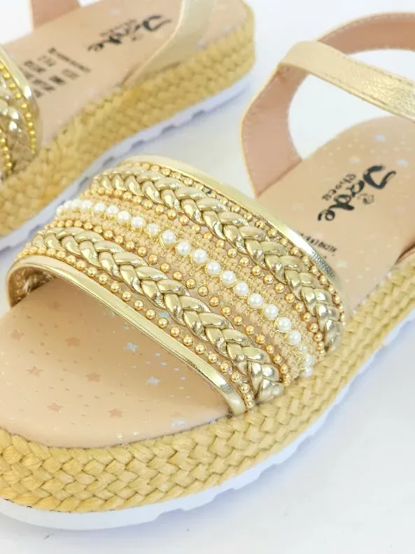 Sandalias Colombianas para niña color champagne 1600
