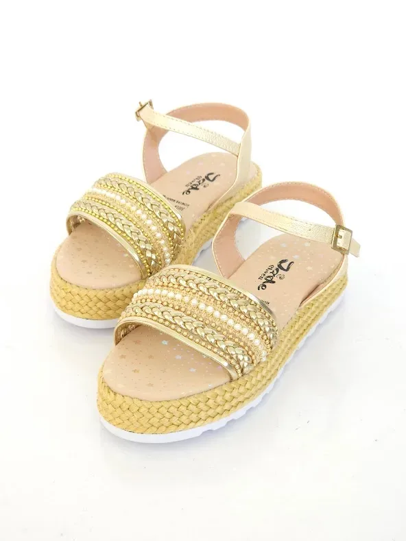 Sandalias Colombianas para niña color champagne 1600
