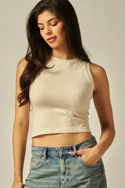 Crop top para dama color beige