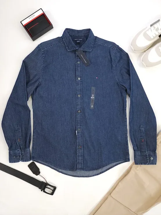 Camisa Tommy Hilfiger para caballero color mezclilla oscuro