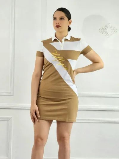 Vestido Tommy Hilfiger para dama color café y blanco
