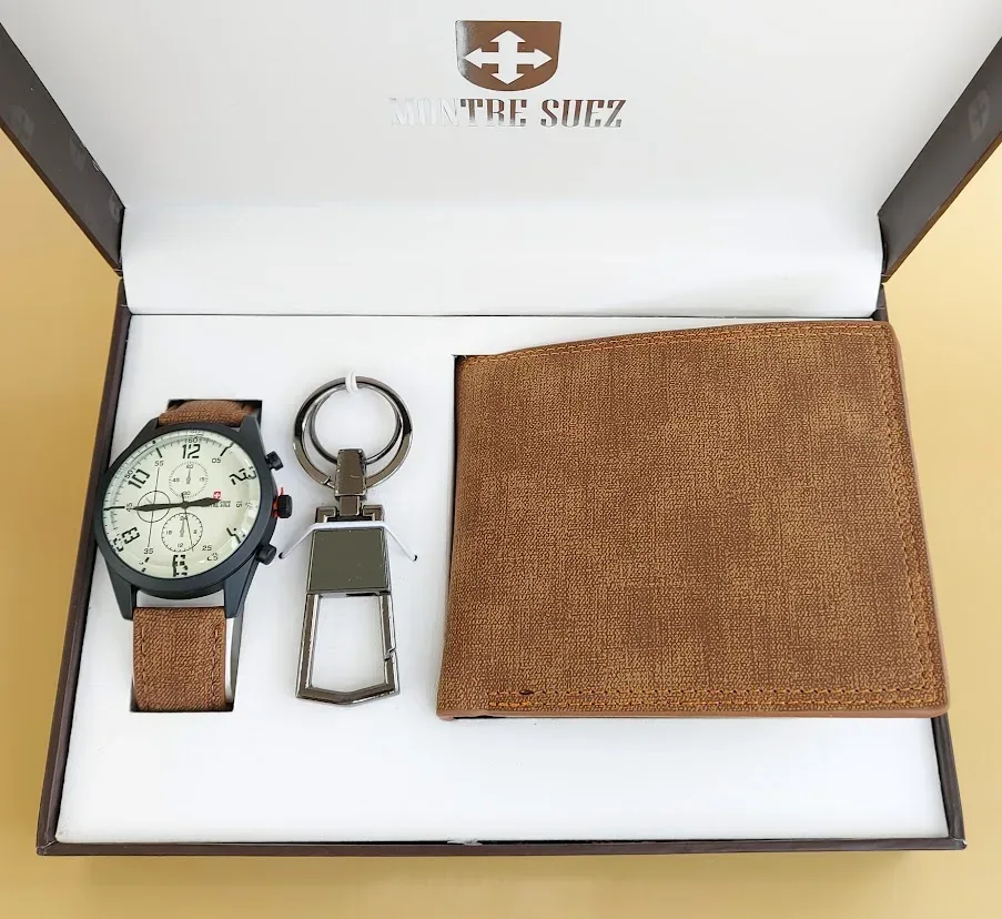 Set de reloj y billetera para caballero PL 5036 BLK-L. BRN