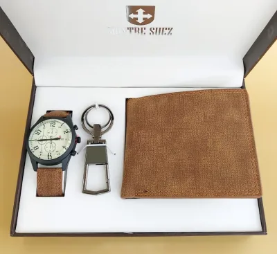 Set de reloj y billetera para caballero PL 5036 BLK-L. BRN