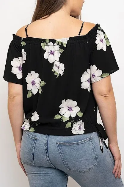 Blusa para dama color negro con diseño floral