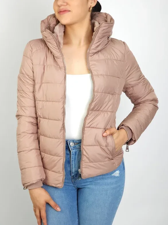 Jacket para dama diseño acolchado color palo de rosa