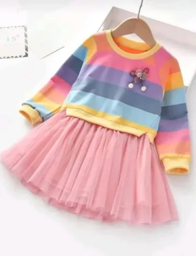 Vestido de niña multicolor con falta estilo tutu