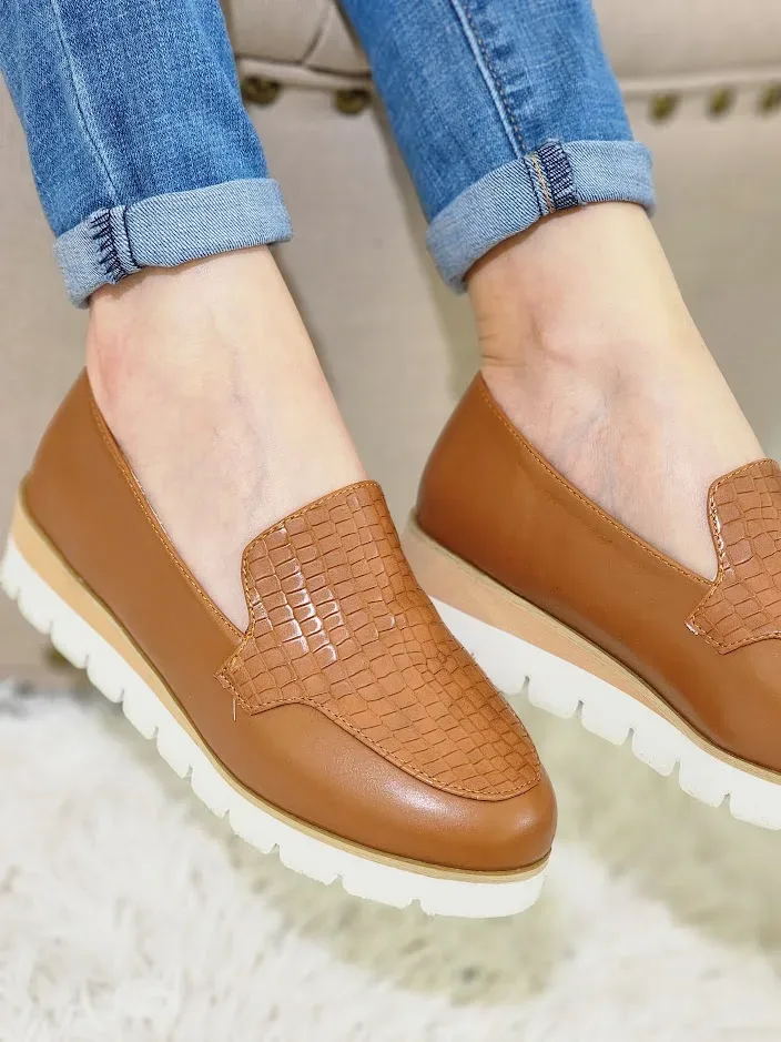 Zapatos para dama Creta Camel Pu