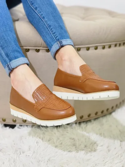Zapatos para dama Creta Camel Pu