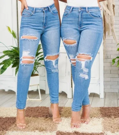 Jeans para dama high rise skinny RJH-6054 color celeste