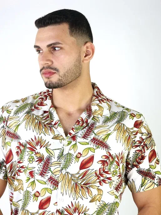 Camisa para caballero diseño floral multicolor