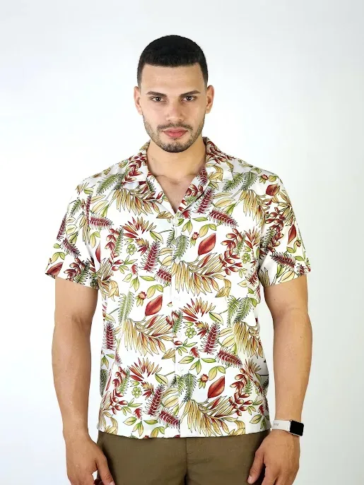 Camisa para caballero diseño floral multicolor