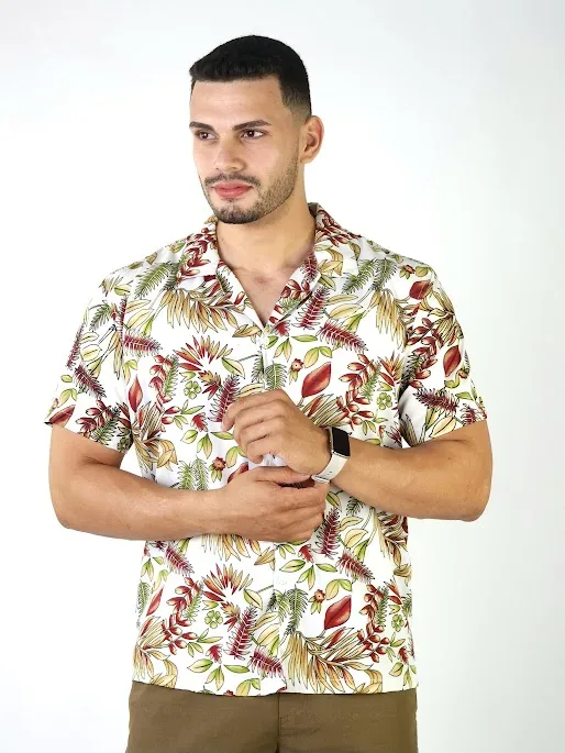 Camisa para caballero diseño floral multicolor