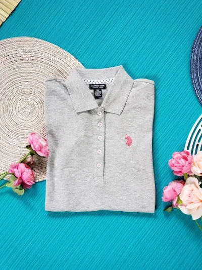 Camiseta U.S Polo para dama color gris