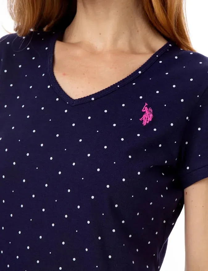 camiseta U.S Polo para dama diseño puntos