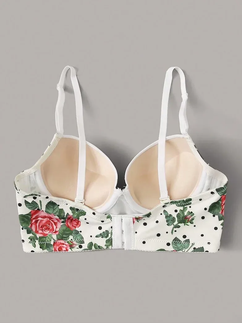 Sujetador para dama color blanco y diseño floral