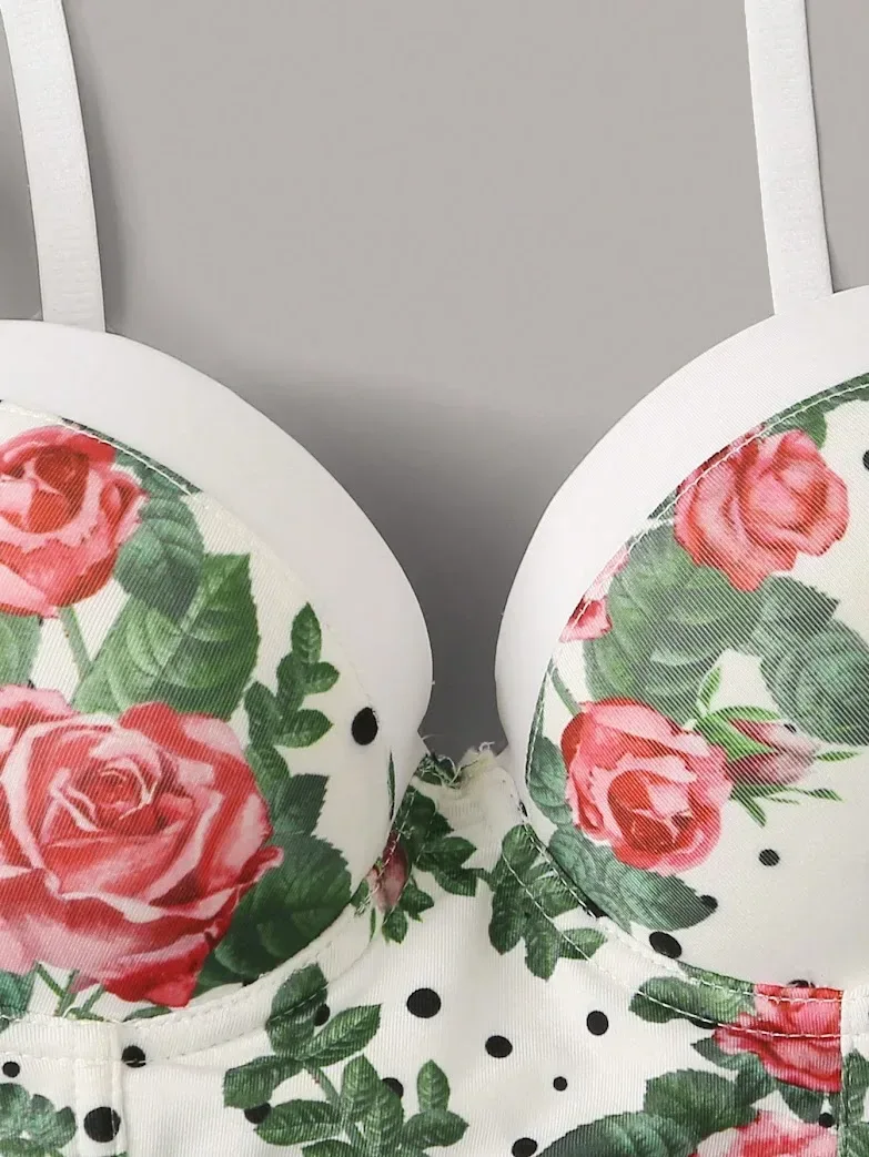 Sujetador para dama color blanco y diseño floral