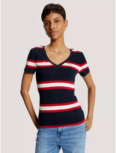 Camiseta Tommy Hilfiger para dama diseño rayas