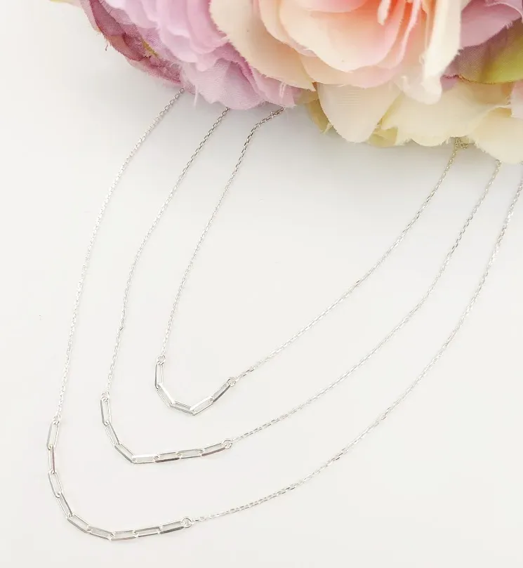 Collar para dama plata 925 diseño tres en uno