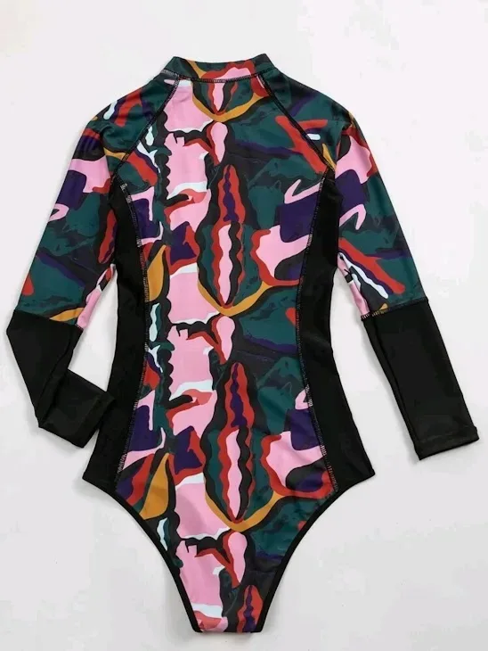 Vestido de baño manga larga para dama diseño camuflaje