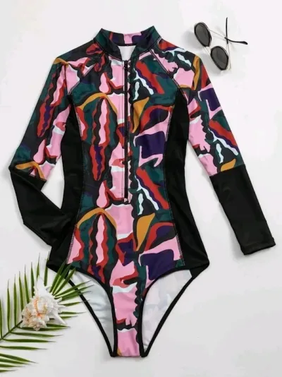 Vestido de baño manga larga para dama diseño camuflaje