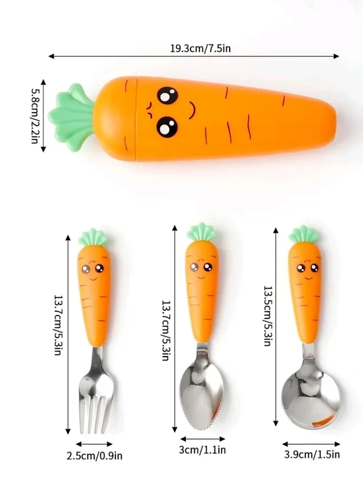set de cubiertos con diseño de zanahoria