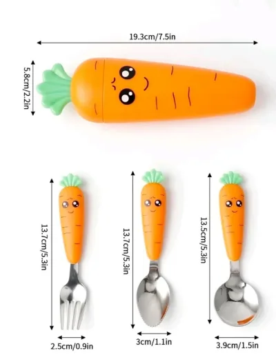 set de cubiertos con diseño de zanahoria