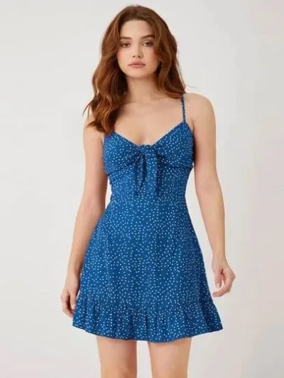 Vestido para dama color azul con diseño de  lunares