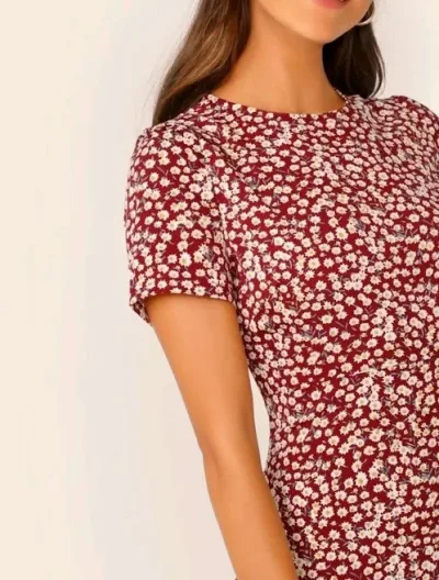 Vestido para dama color rojo estampado floral